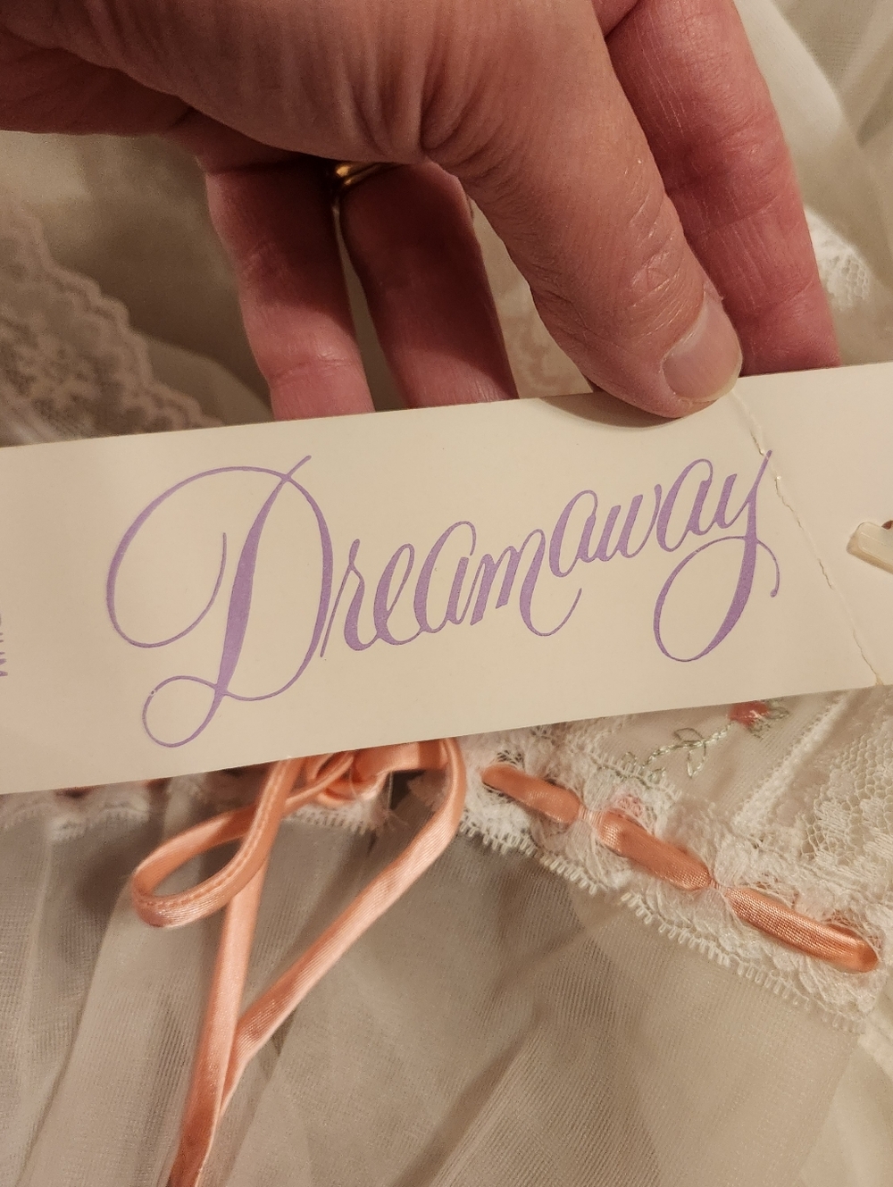 NWT Vintage Dreamaway Size M Sheer Lacy Open Front Pink Drawstring Robe Lingerie - Picture 8 of 8